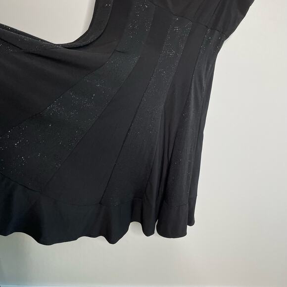R&M Richards‎ Swing Shimmer Dress Sleeveless Square Neck Pleated Skirt Black 12 - Picture 4 of 11